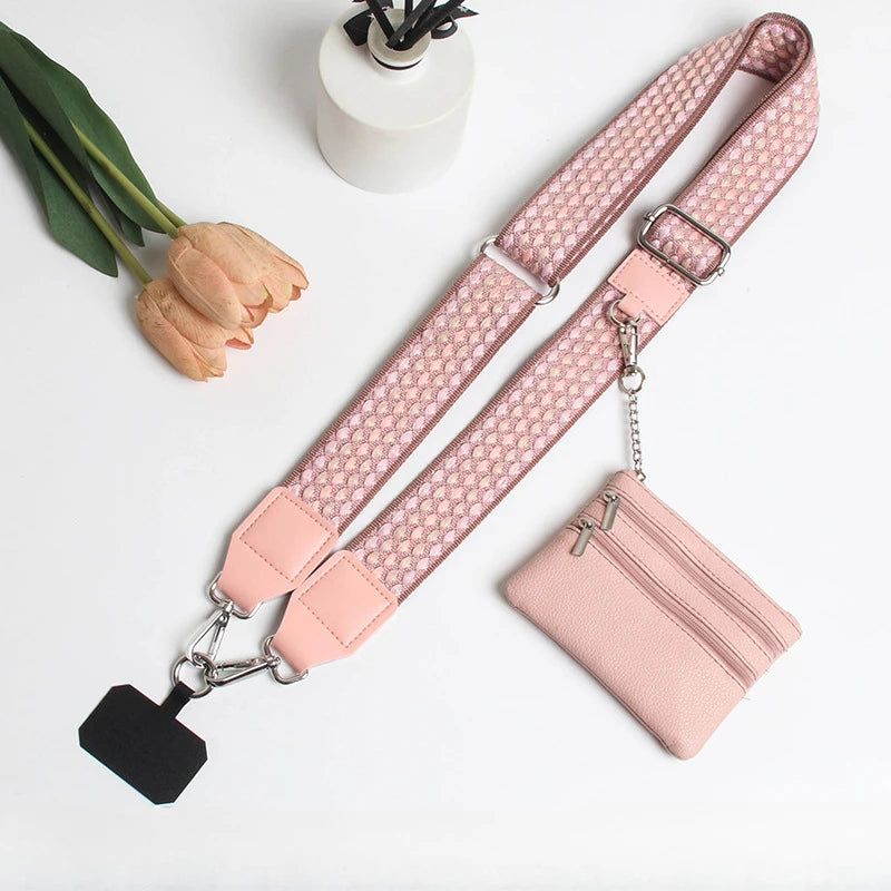Adjustable crossbody phone lanyard with coin purse