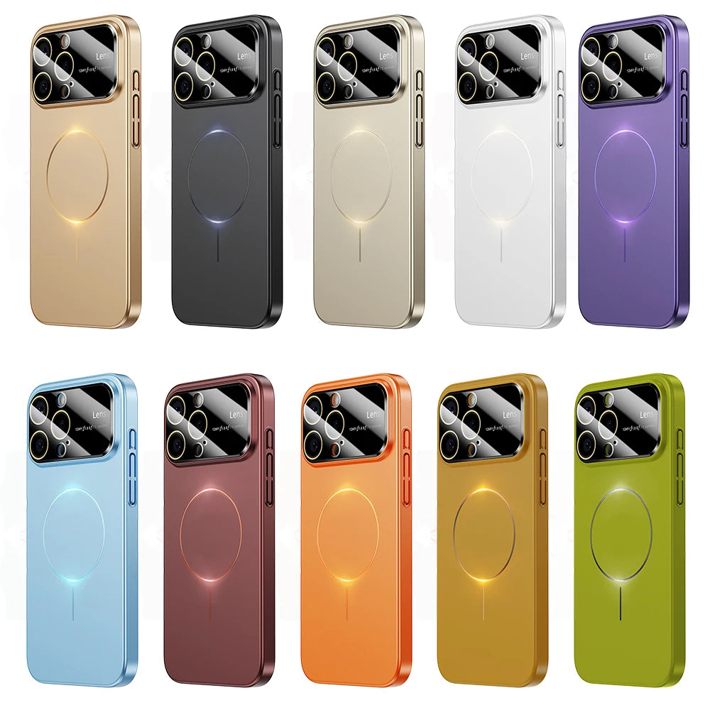 Magsafe Magnetic Matte Metal Large Window Hard Case For iPhone
