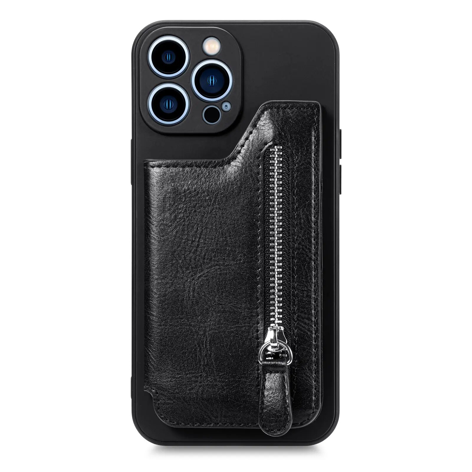 Zipper Cards Leather Wallet Case For iPhone