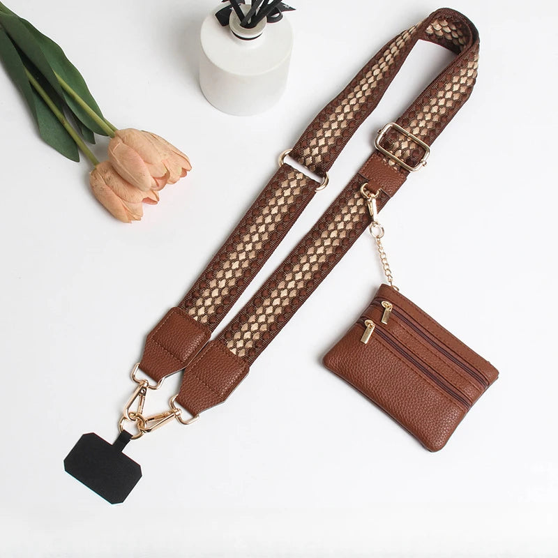 Adjustable crossbody phone lanyard with coin purse