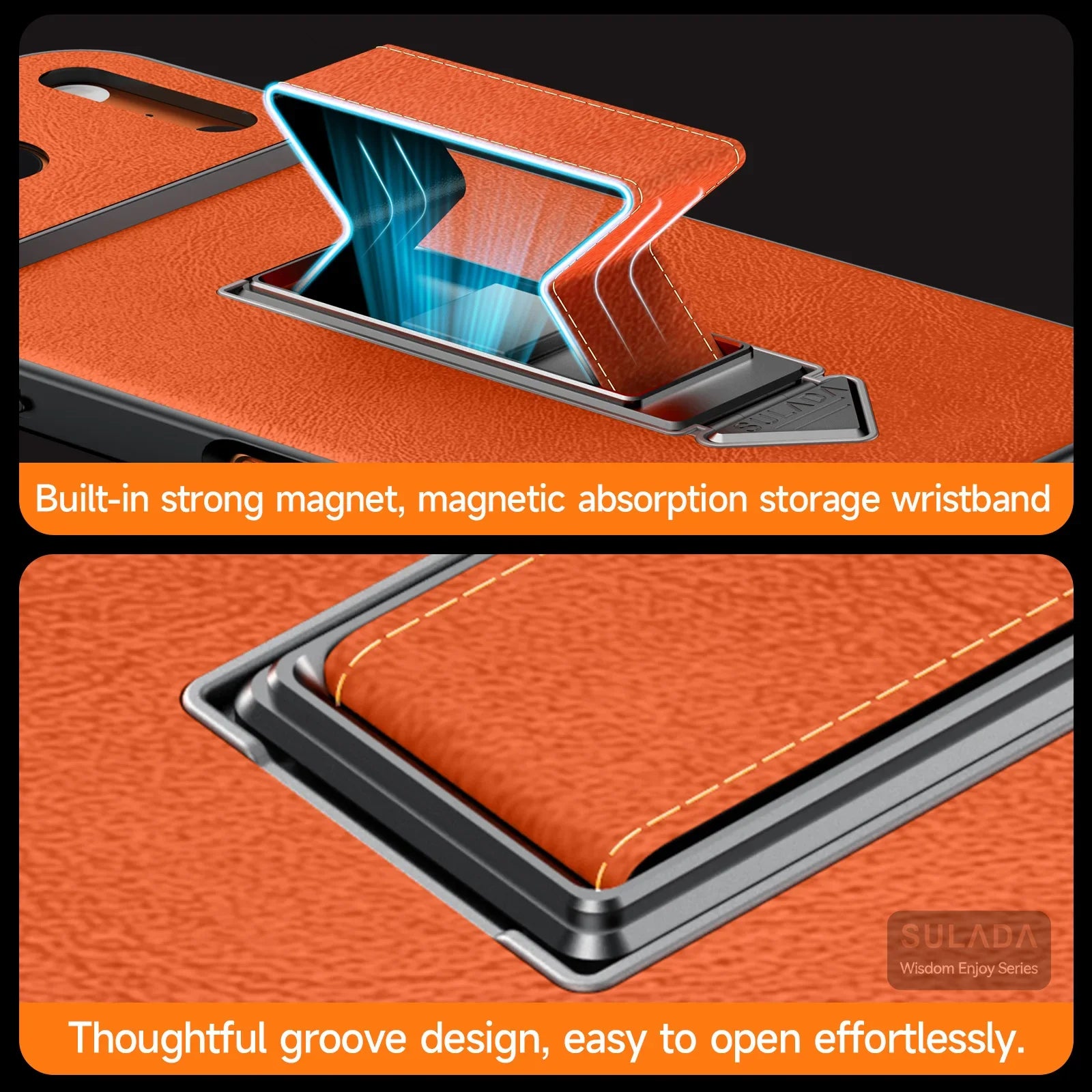Wrist Strap Folding Stand Thin Leather Case For iphone