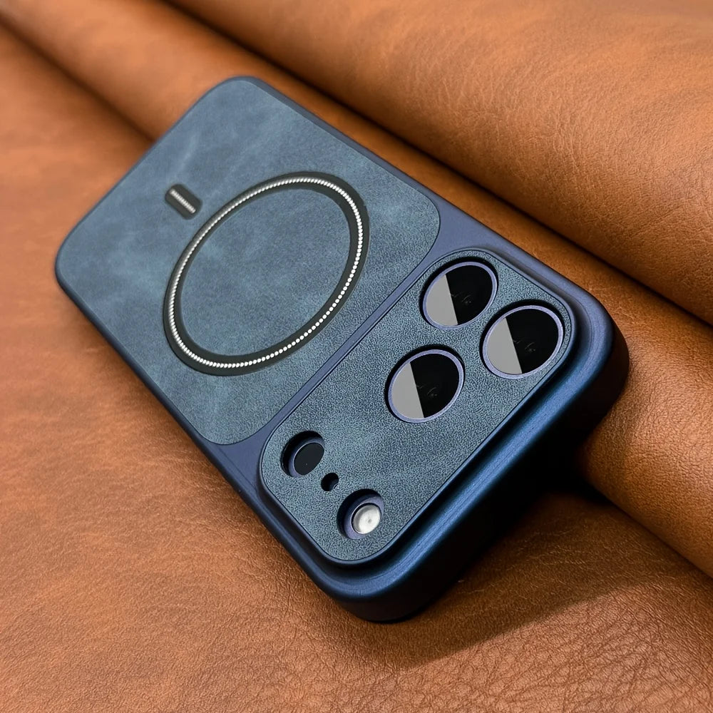 Luxury Leather-Texture Magnetic Matte Case For iPhone