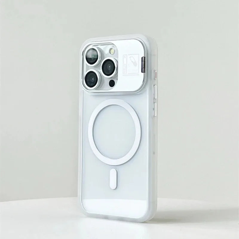 Magsafe Magnetic Stand Glass Lens Protector Case For iPhone