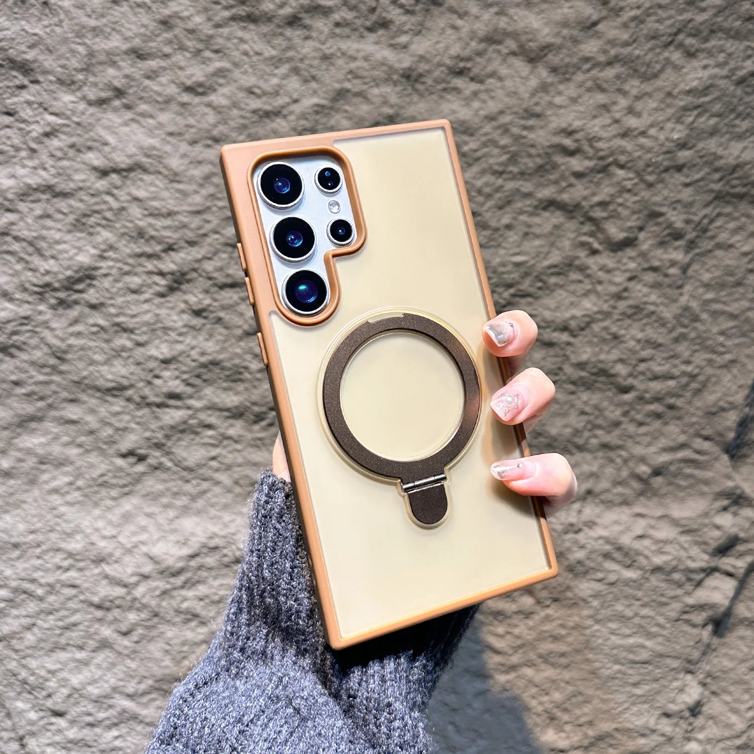 Magsafe Magnetic Matte Metal Ring Stand Case For Samsung