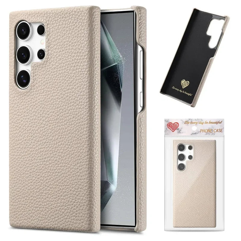 Litchi pattern leather case for Samsung