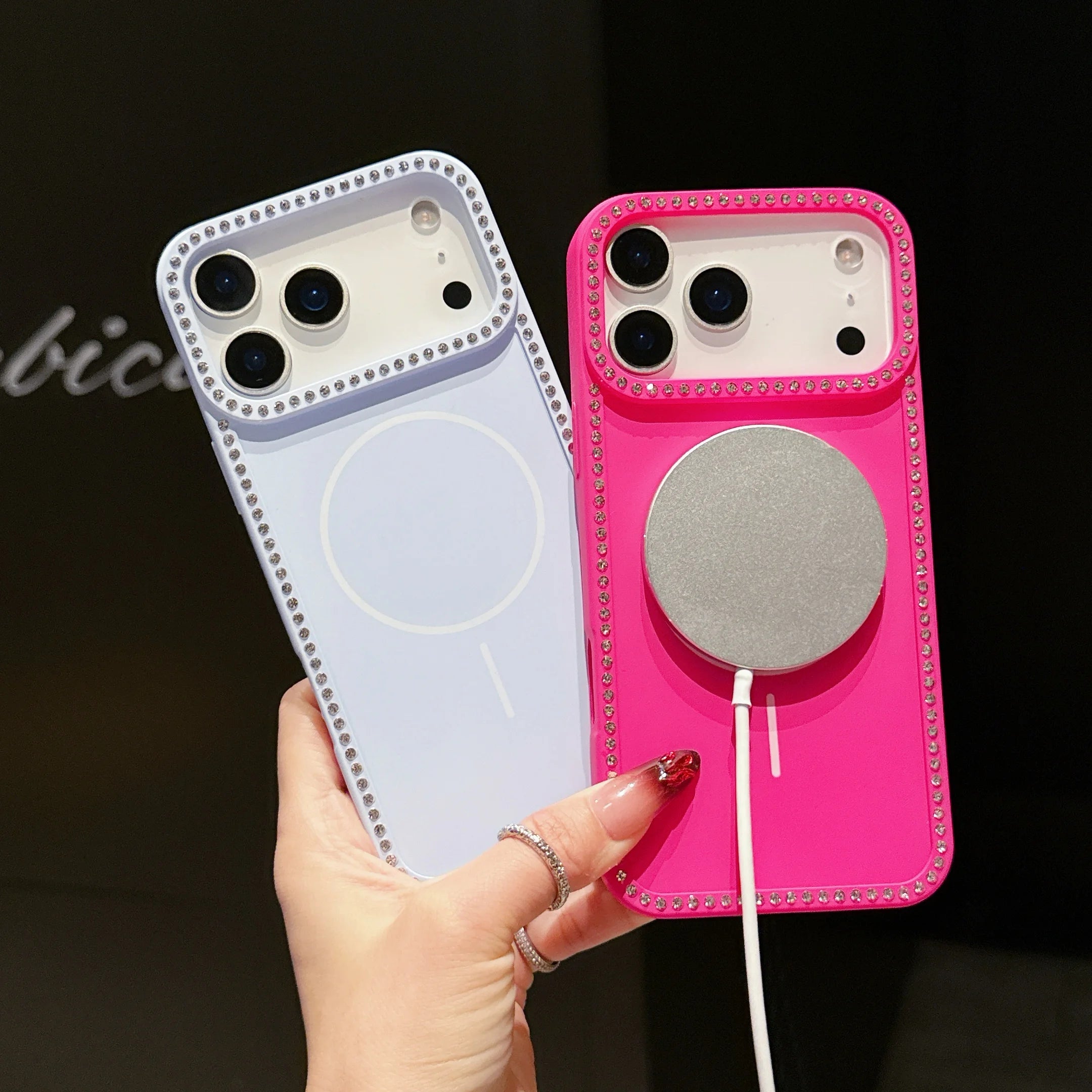 Magsafe Magnetic Glitter Diamond Frame Case for iPhone