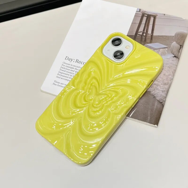 Ins 3D Fold Butterfly Glossy Case For iPhone