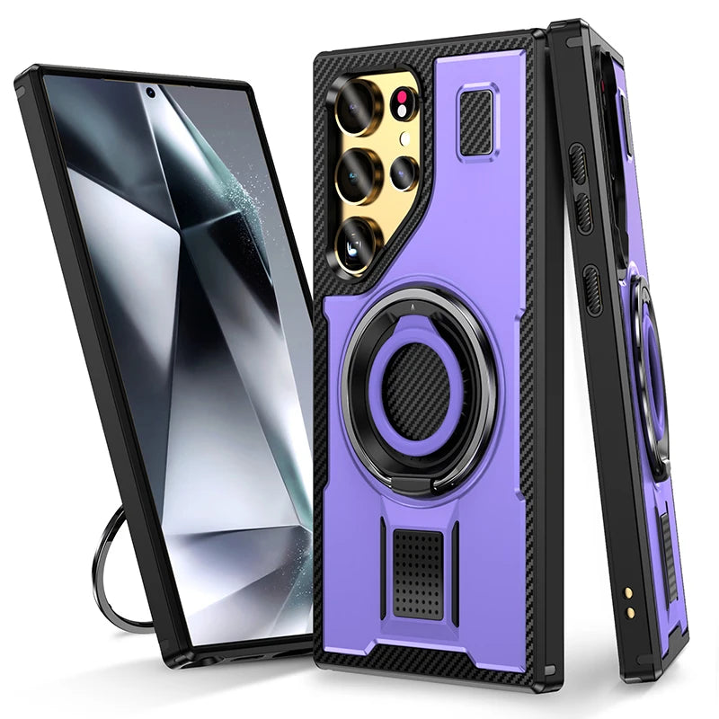 360 ° Rotating Metal Bracket Ring Shockproof Armor Case For Samsung
