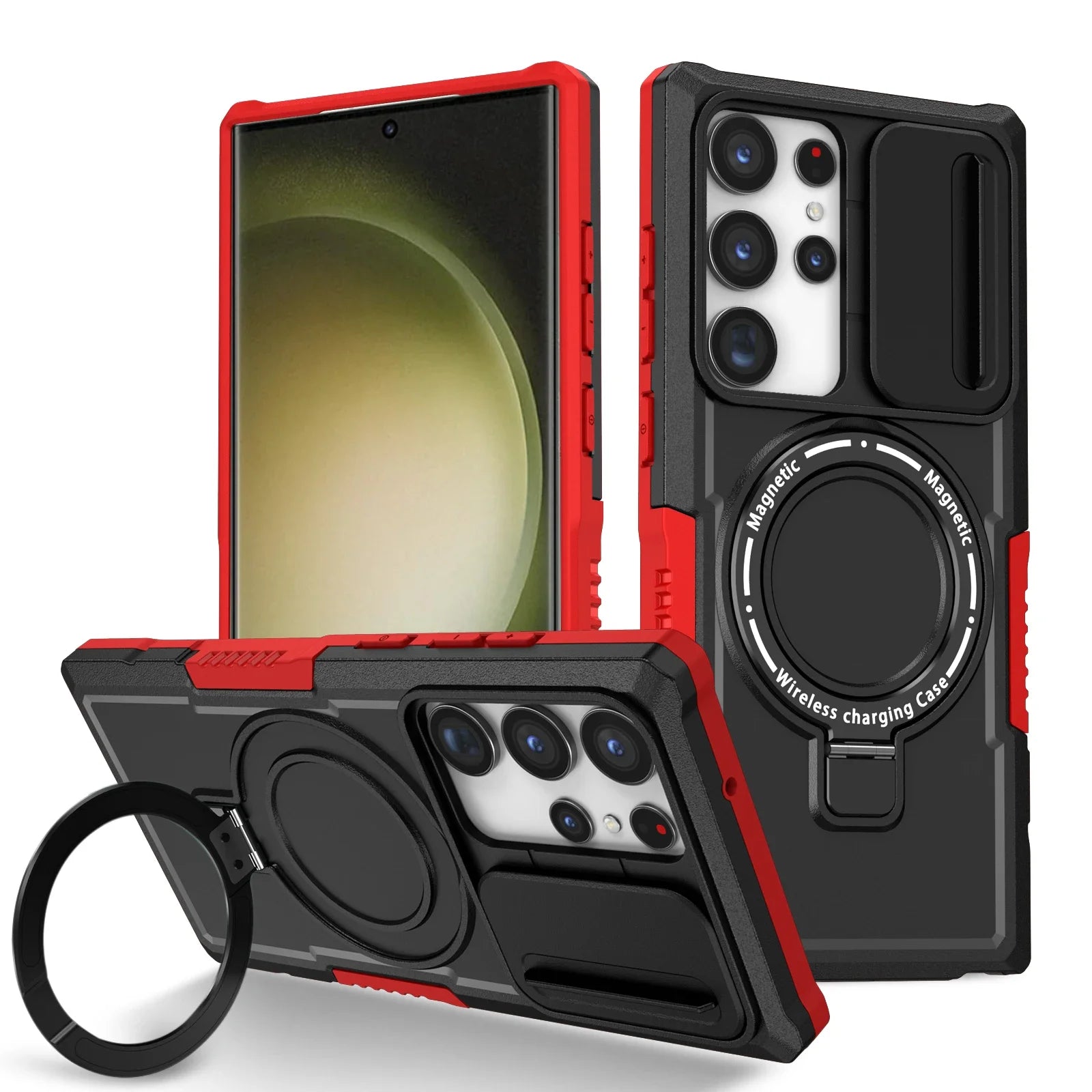 Sliding Camera Kickstand Magnetic Case for Samsung