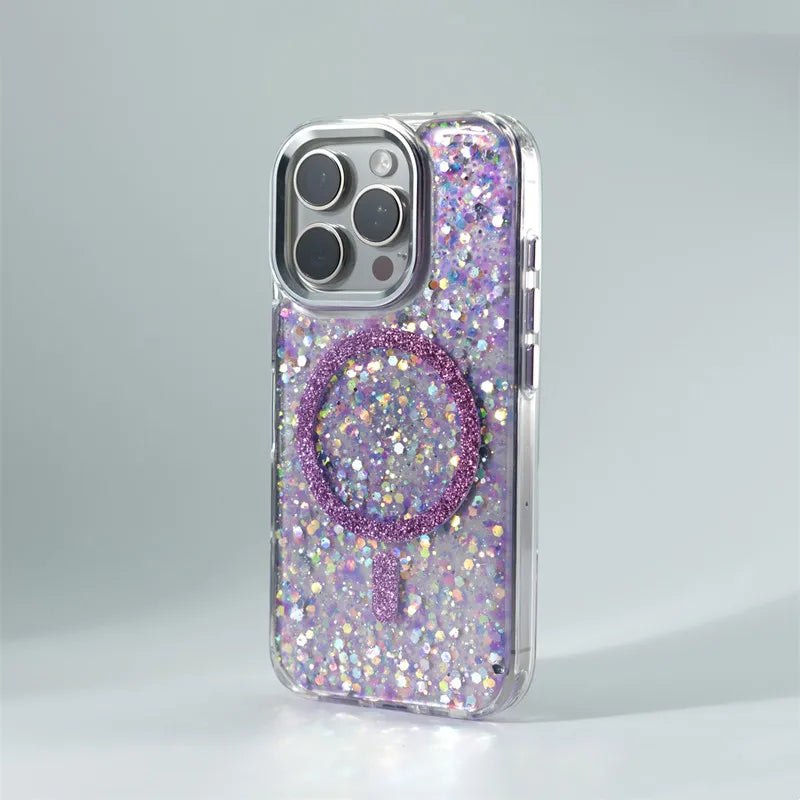 Magsafe Magnetic Trendy Glitter Gradient Shockproof Case For iPhone
