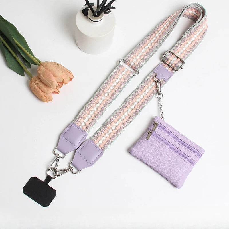 Adjustable crossbody phone lanyard with coin purse