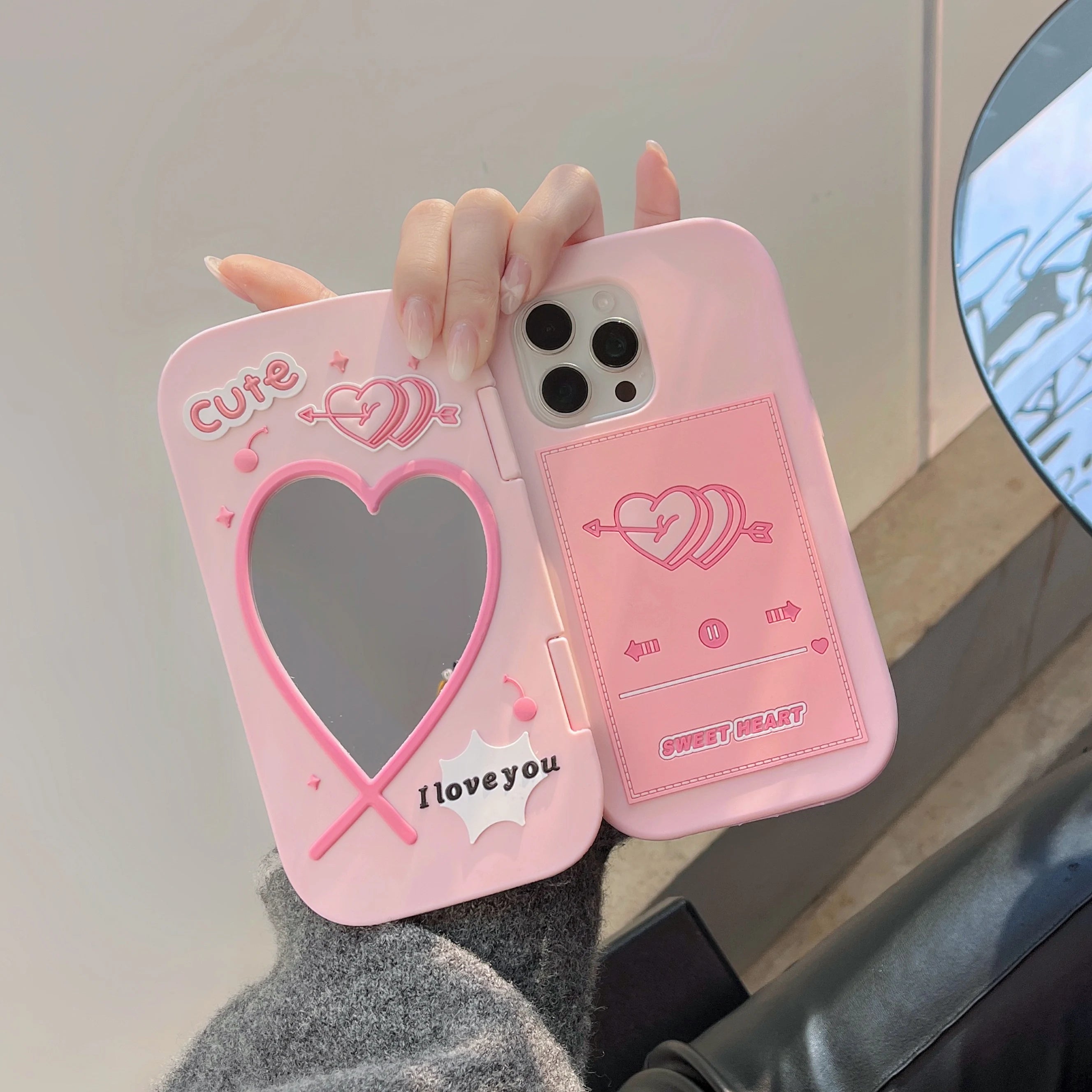 3D Cartoon Cute Flip-top Mirror Phone Case for iphone