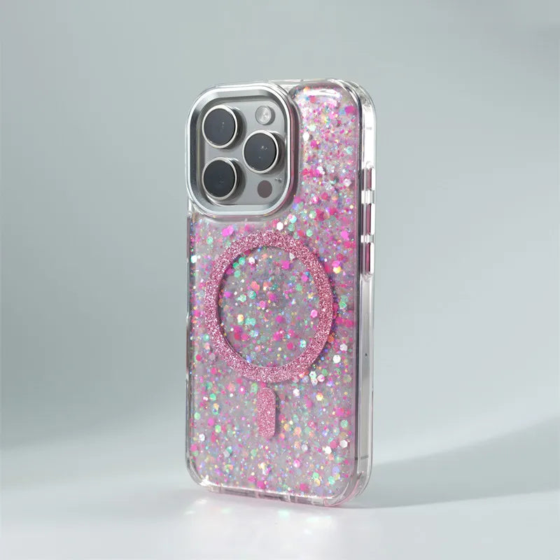 Magsafe Magnetic Trendy Glitter Gradient Shockproof Case For iPhone