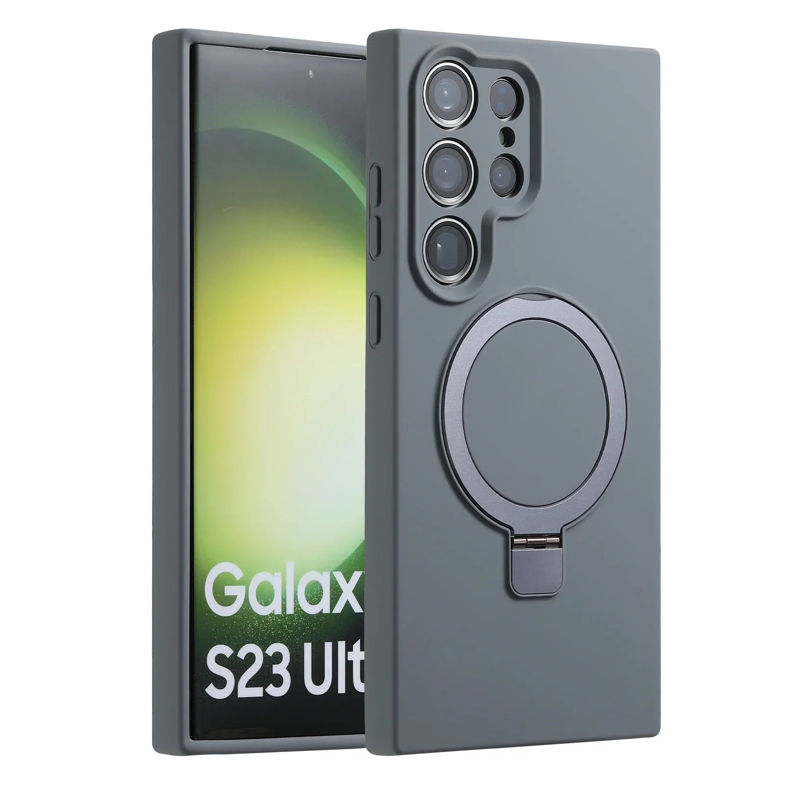 Magnetic Metal Stand Holder Silicone Case For Samsung