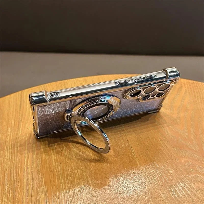 Magsafe Clear Airbag Glitter Magnetic Holder Case for Samsung