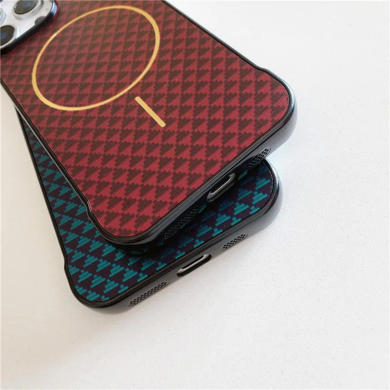 Luxury woven pattern Magsafe Magnetic Wireless Case for iPhone
