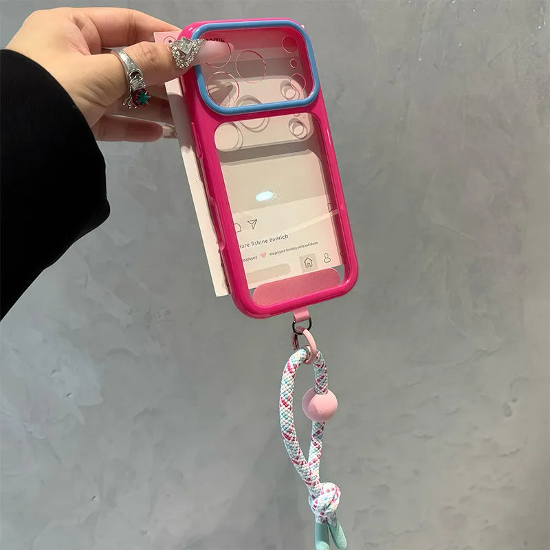 Dopamine Colorful Border Lanyard Case for iPhone