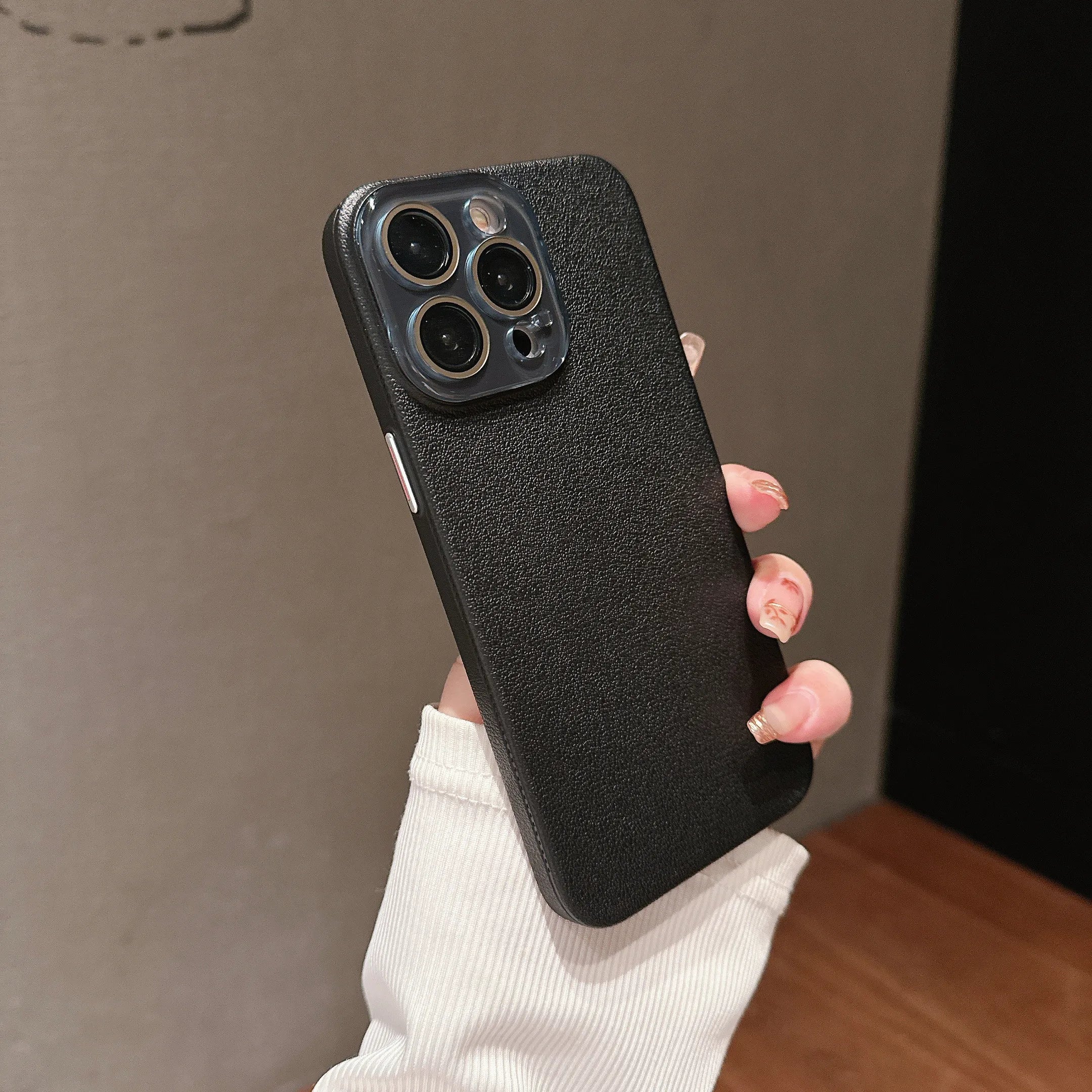 Solid Color Frosted Lychee Dermatoglyph Case For iPhone