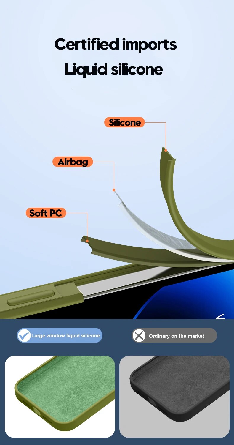 Square Liquid Silicone Case for iPhone