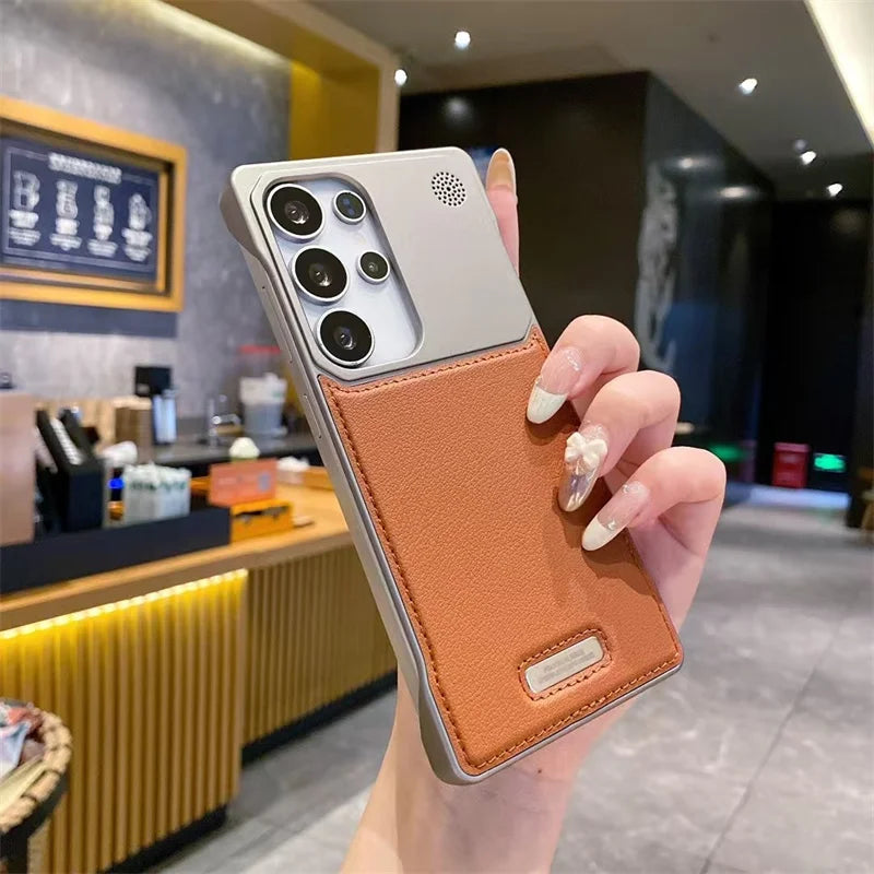 Plating Frameless Leather Magnetic Aromatherapy Case For Samsung