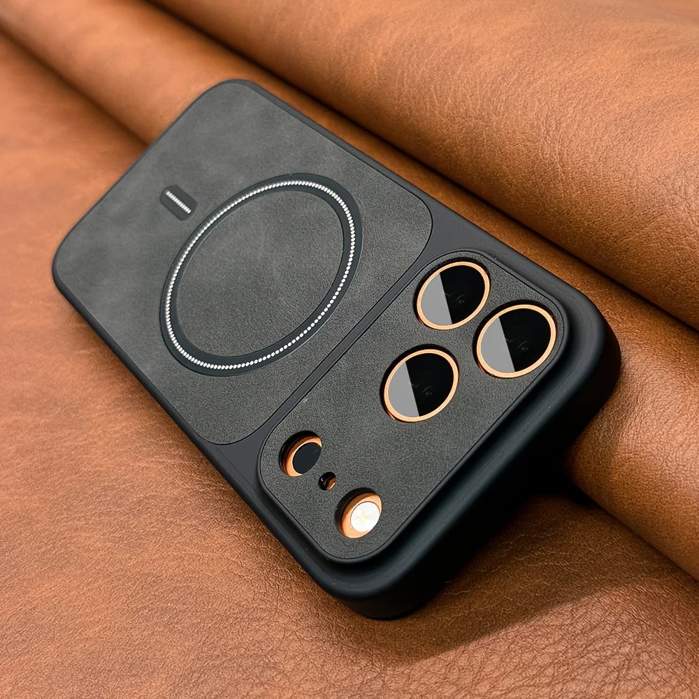 Luxury Leather-Texture Magnetic Matte Case For iPhone