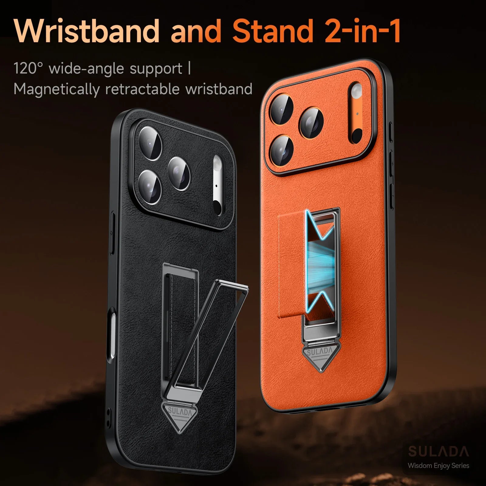 Wrist Strap Folding Stand Thin Leather Case For iphone