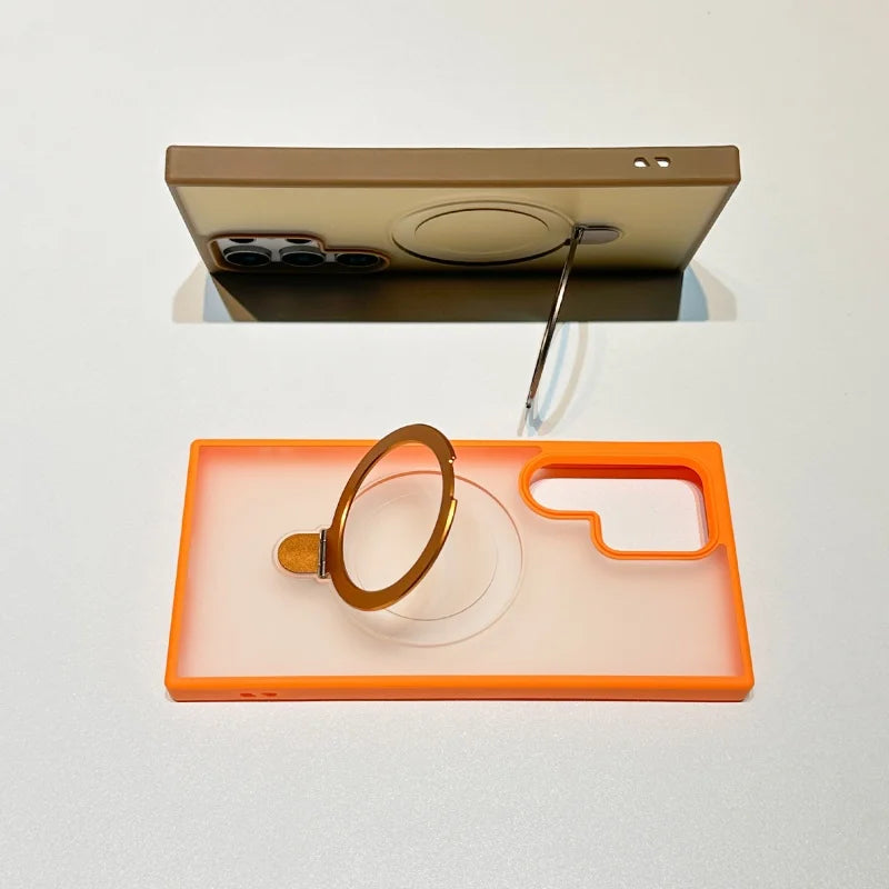 Magsafe Magnetic Matte Metal Ring Stand Case For Samsung