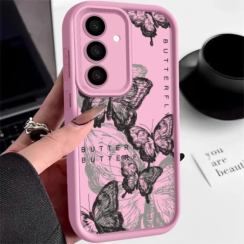 Retro Butterfly Silicone Soft Case For Samsung