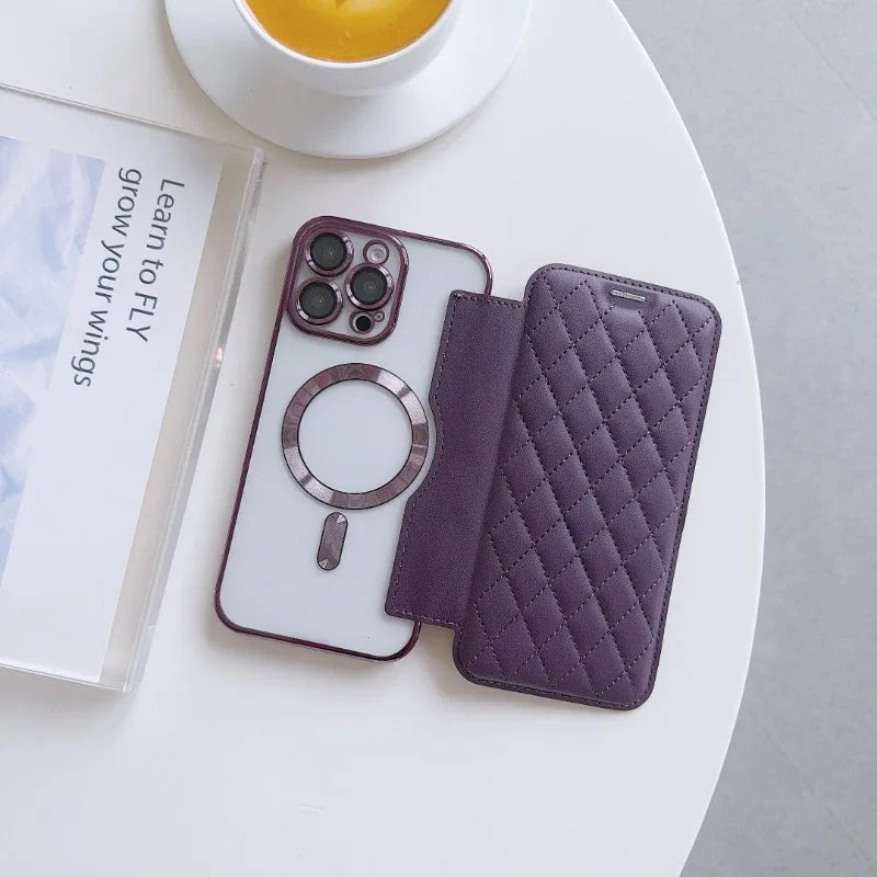 Magsafe Magnetic Card Holder Wallet Leather Phone Case for IPhone