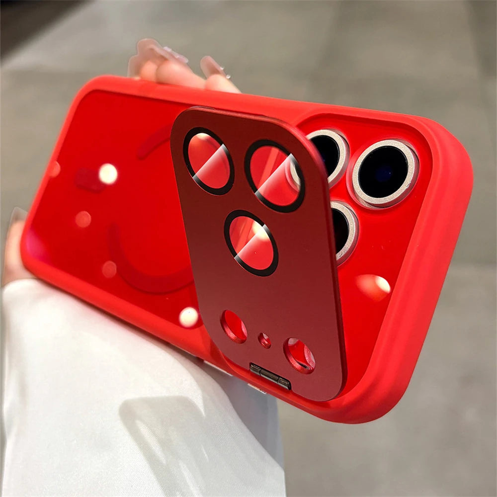 Folding Metal Camera Bracket Protect  Magnetic Case for iPhone