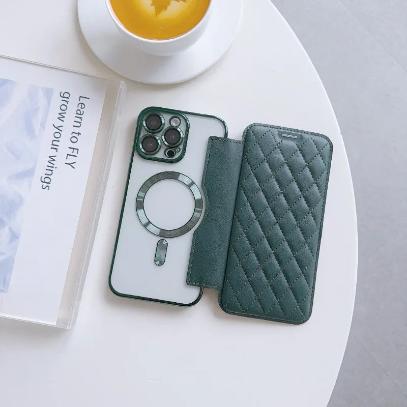 Magsafe Magnetic Card Holder Wallet Leather Phone Case for IPhone