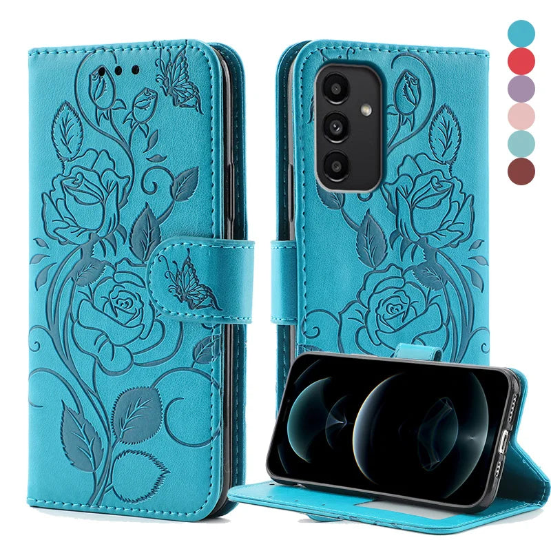 3D Rose Flip Shockproof Wallet Leather Case For Samsung