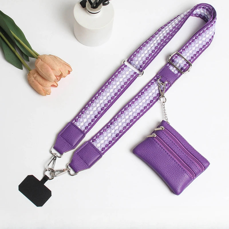 Adjustable crossbody phone lanyard with coin purse