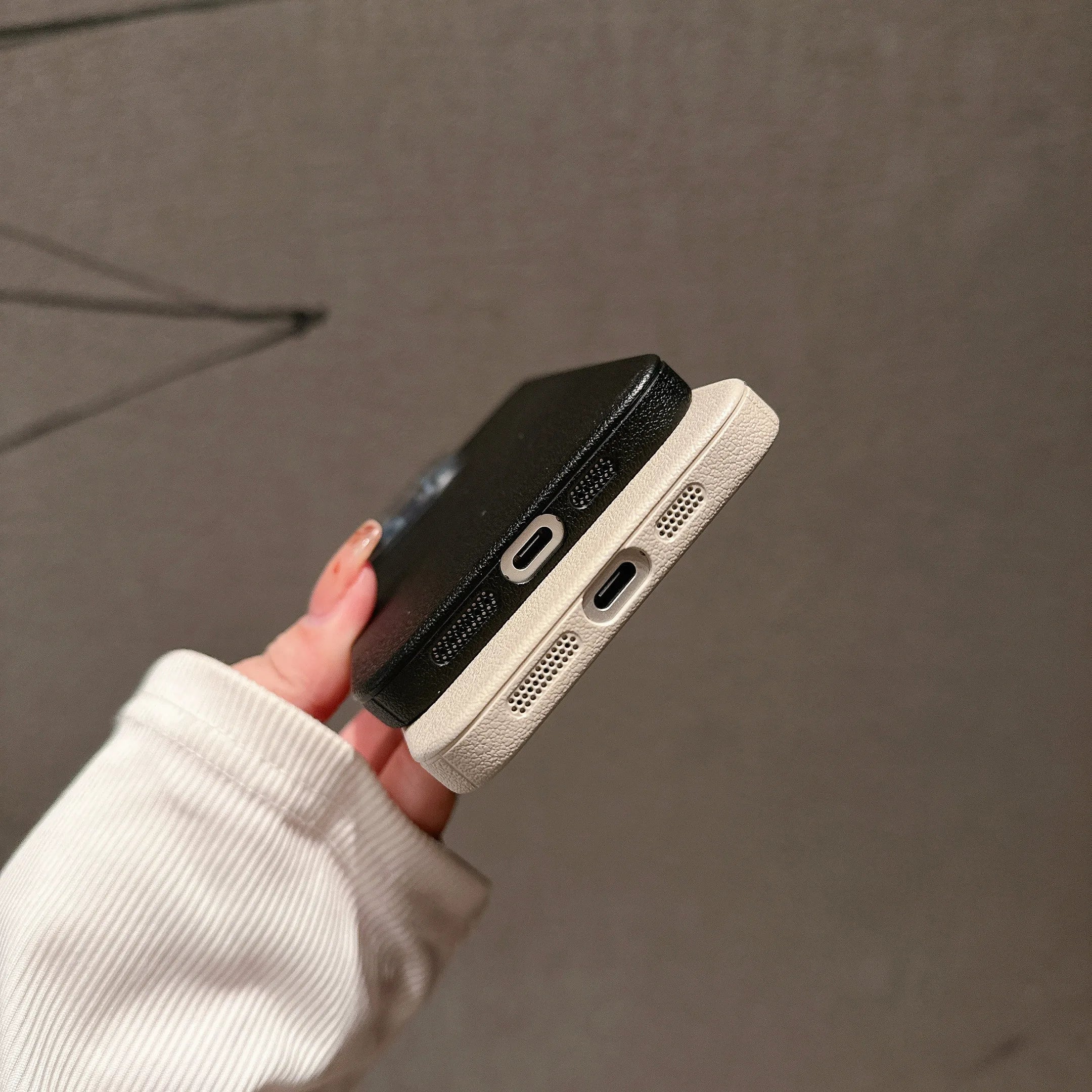 Solid Color Frosted Lychee Dermatoglyph Case For iPhone