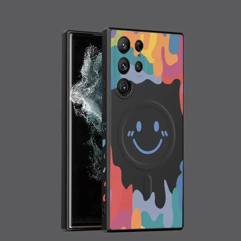 Magsafe magnetic graffiti smiley face silicone case for Samsung