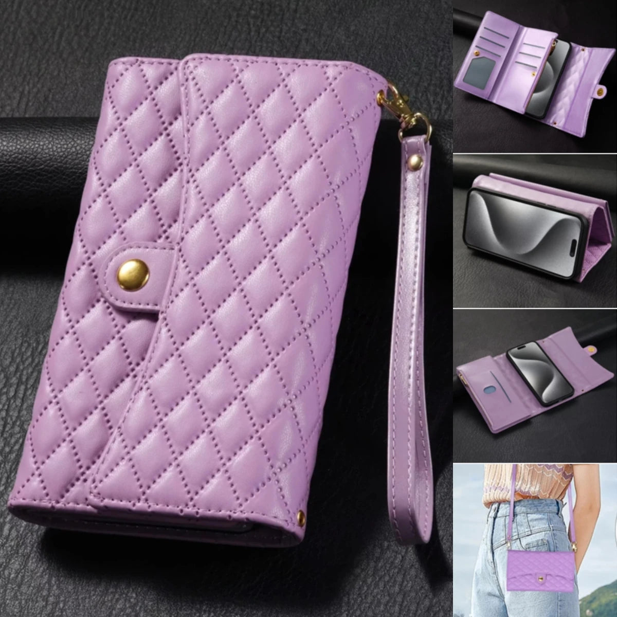 Crossbody Lanyard Card Wallet Leather Case For Samsung