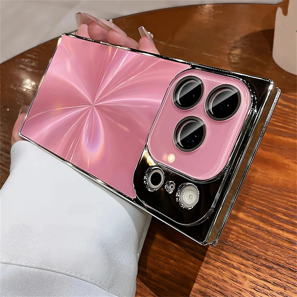 Luxury Glitter Squared Aurora Glossy Case For iPhone