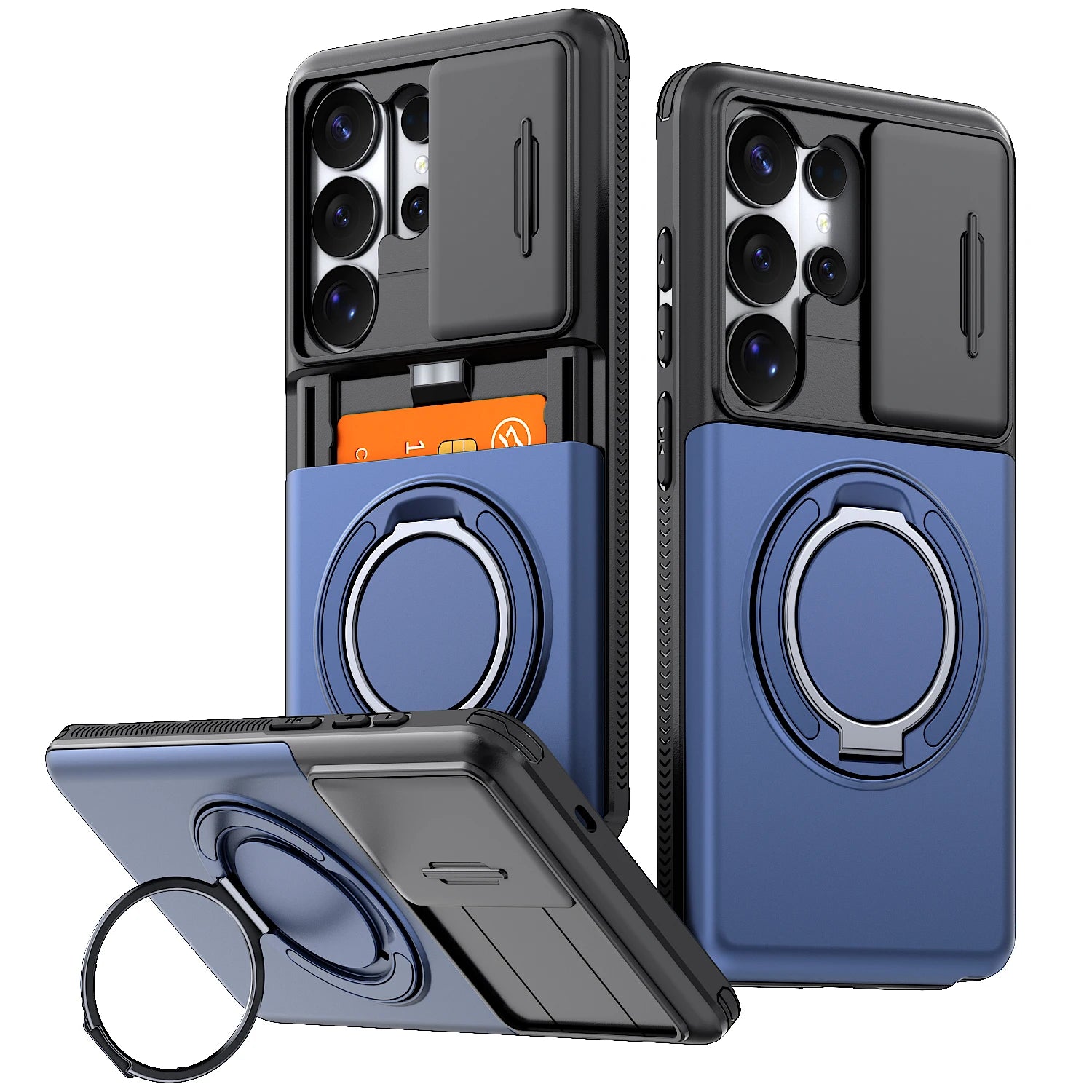 Fashion Ring Kickstand Wallet Back Case for Samsung