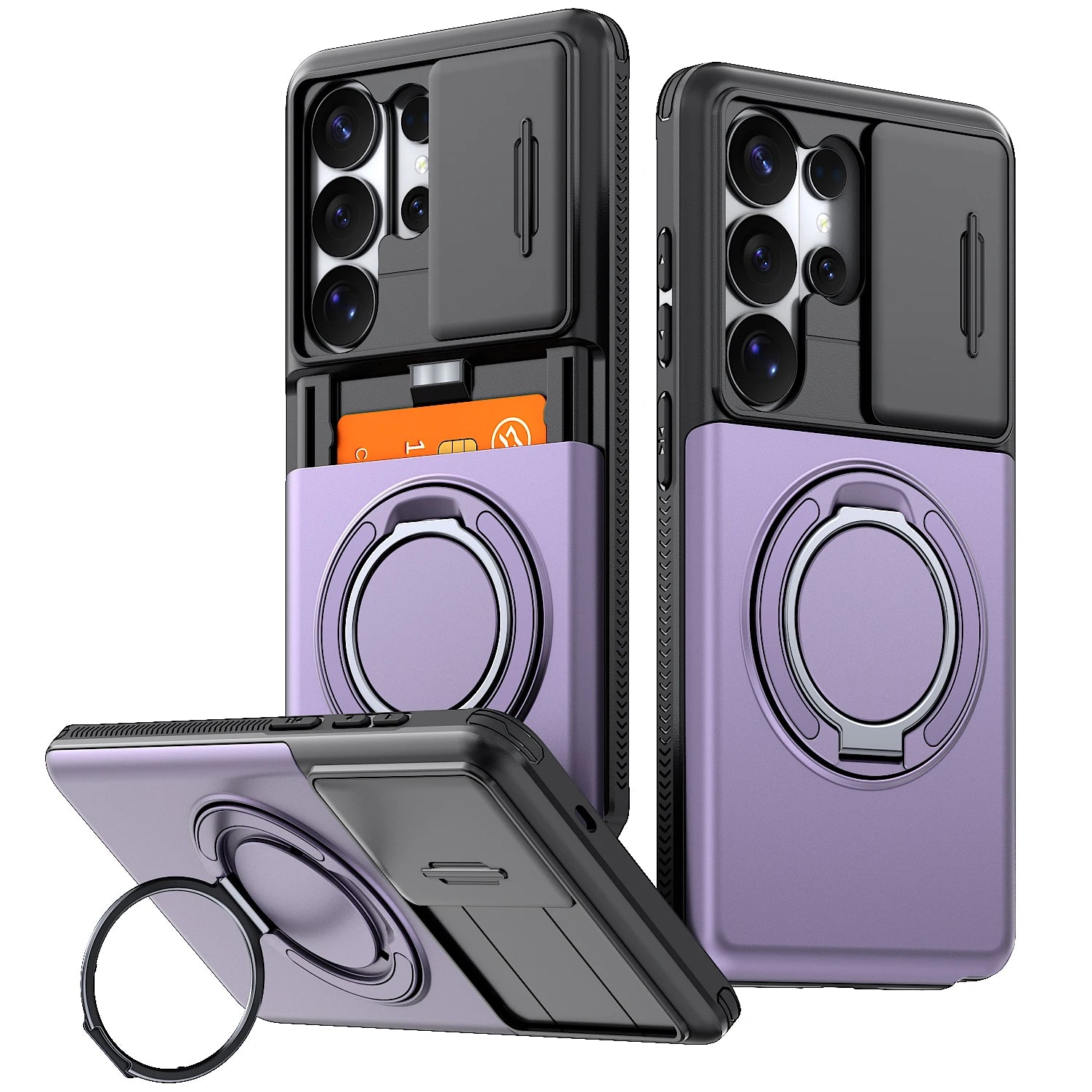 Fashion Ring Kickstand Wallet Back Case for Samsung