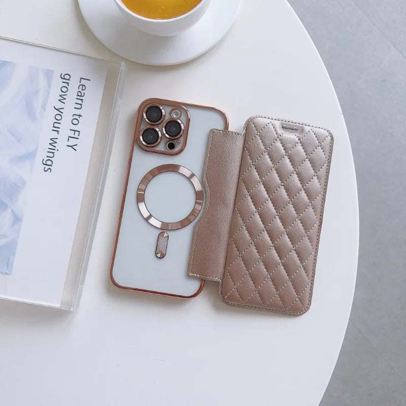 Magsafe Magnetic Card Holder Wallet Leather Phone Case for IPhone