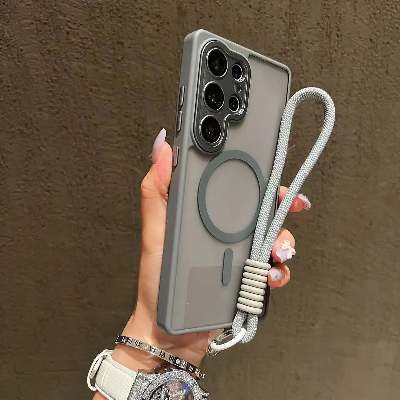 Magsafe Magnetic Matte Lanyard Case For Samsung