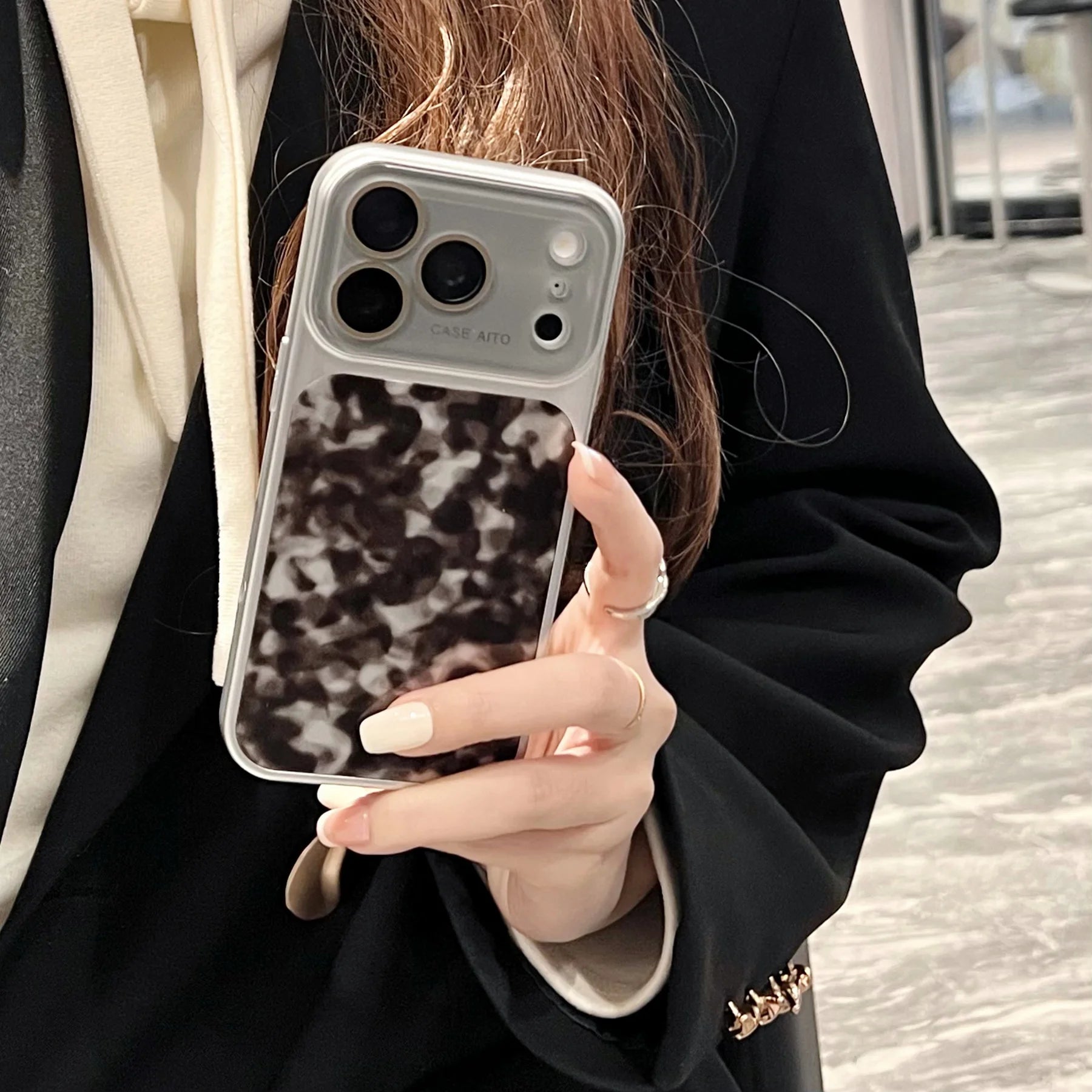 Large Window Leopard Print Shockproof Case For iPhone