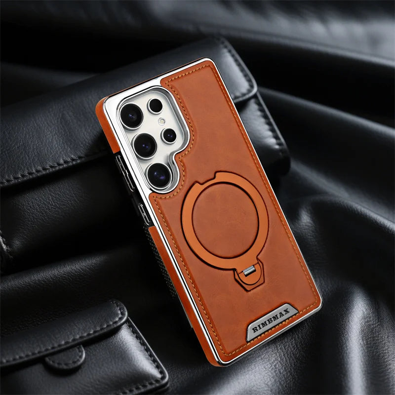Magnetic Rotating Bracket Luxury Leather Case For Samsung
