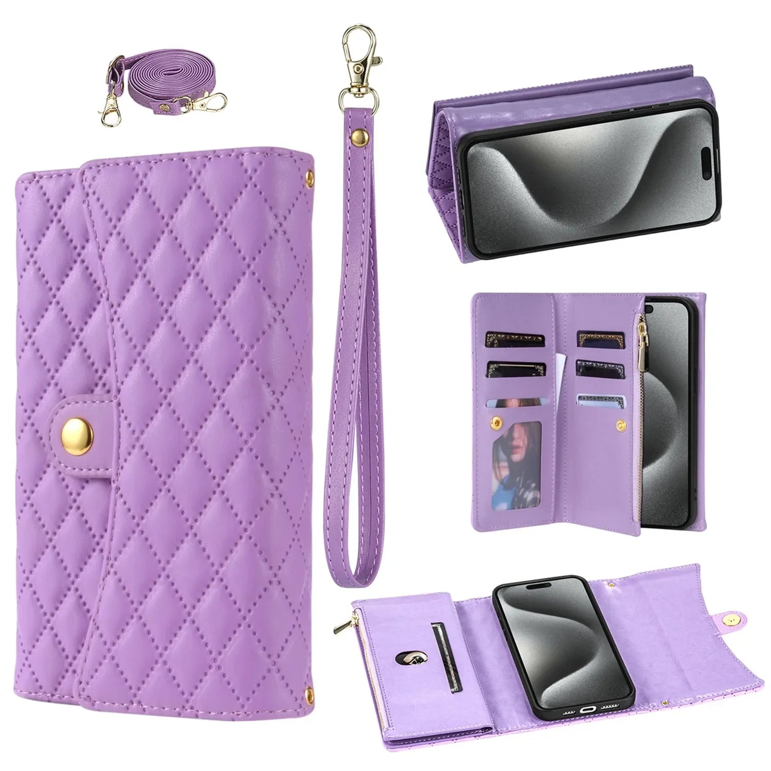 Crossbody Lanyard Card Wallet Leather Case For iPhone