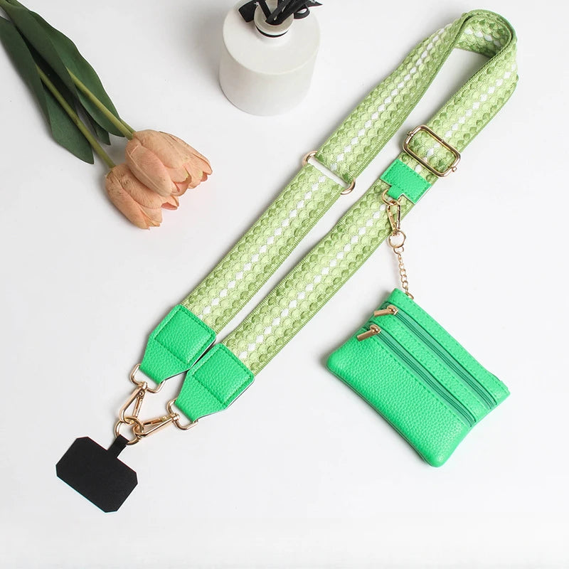 Adjustable crossbody phone lanyard with coin purse