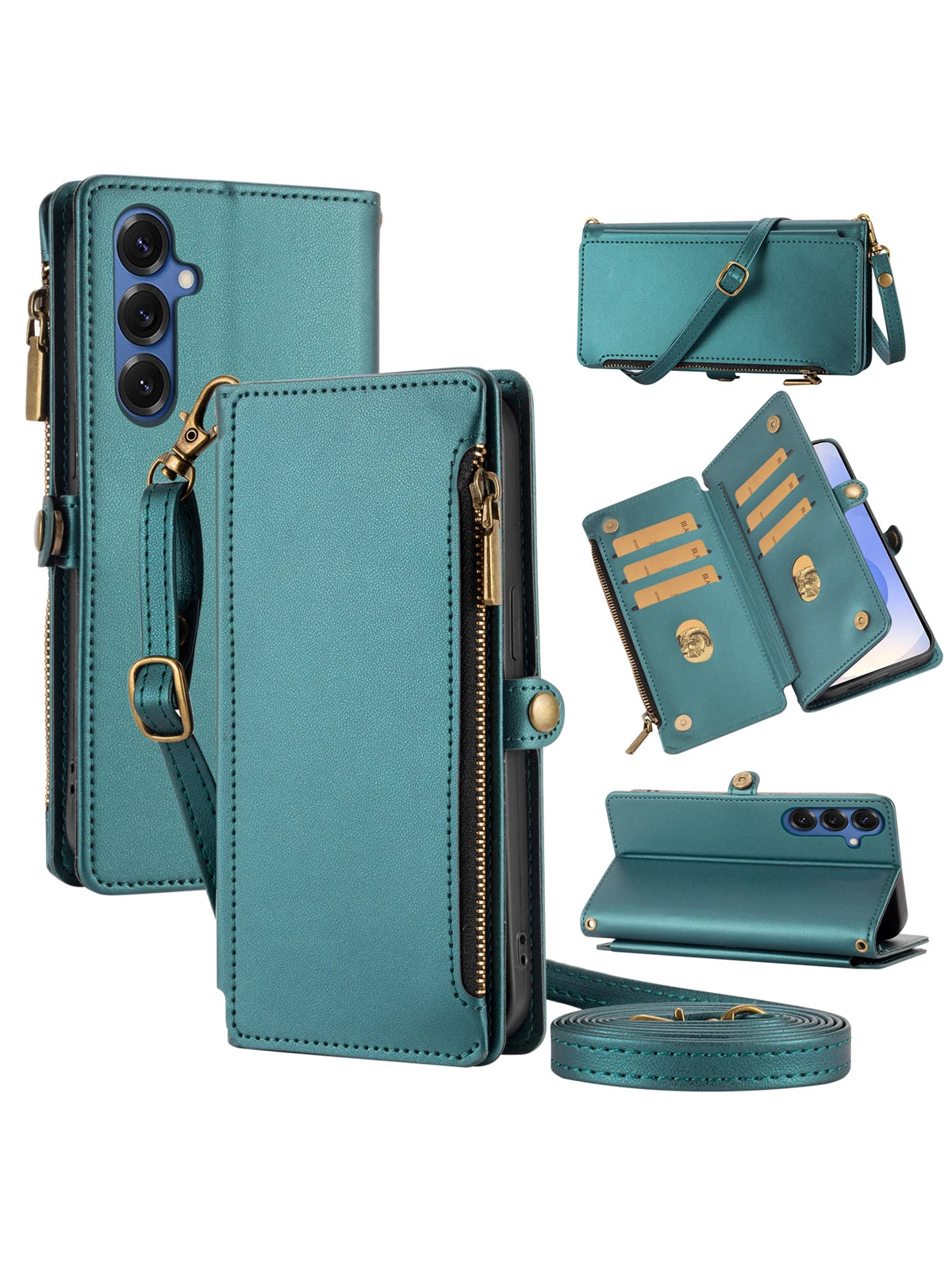 Flip Wallet Style with Multiple Card Slots Leather Case For Samsung