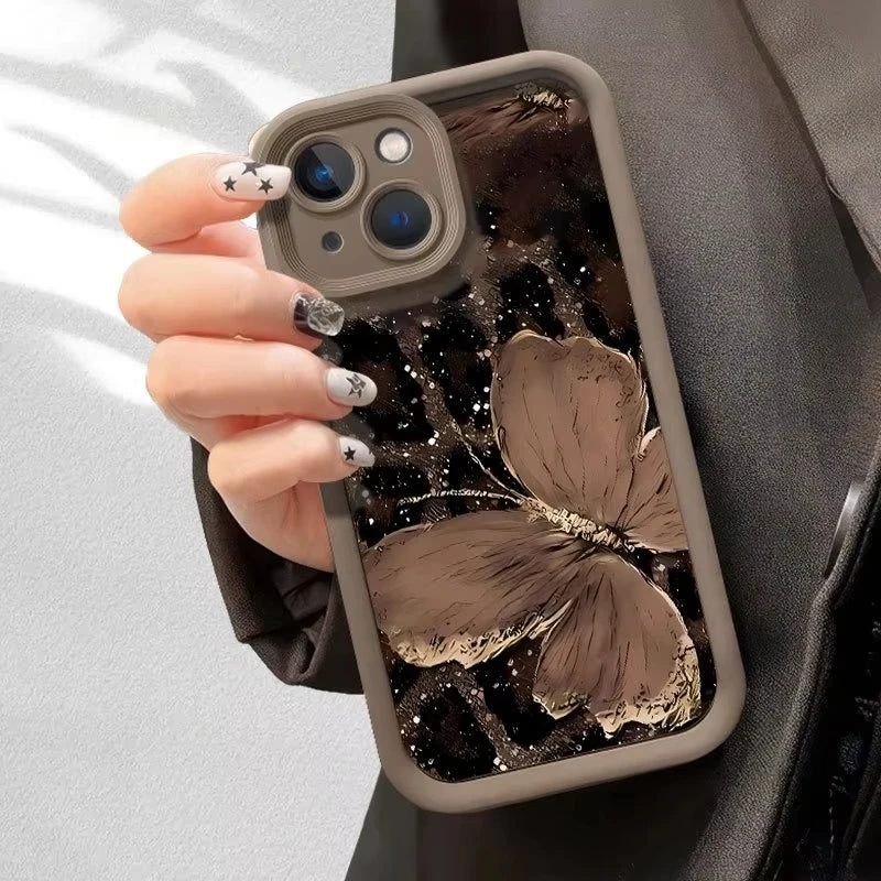 Trendy Favored Leopard Butterfly Case For iPhone