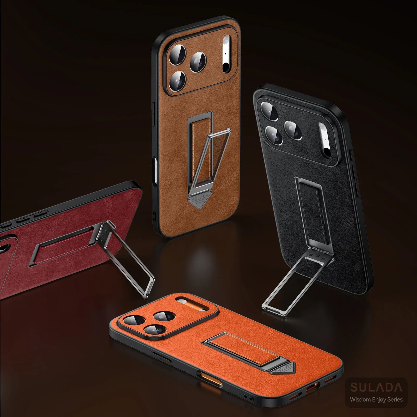 Wrist Strap Folding Stand Thin Leather Case For iphone