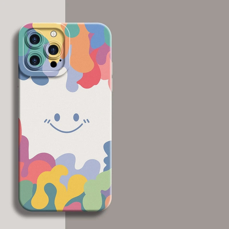 Smile Color Liquid Silicone Case For iPhone