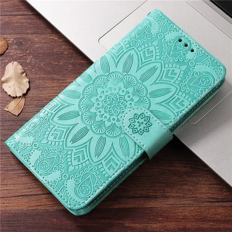 Embossing Leather Flip Wallet Phone Case For iPhone
